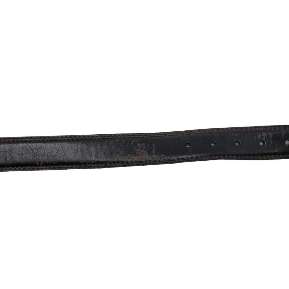 Columbia Black Genuine Leather Bronze Distressed Belt XL‎ Contrast Stitching